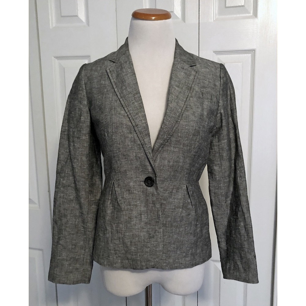 Banana Republic Gray Linen One Button Blazer